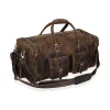 Rugged Vintage Gym Leather Duffle Bag with spacious interior and sturdy handles.