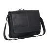 Street Style’s Most Wanted Black Leather Messenger Bag with spacious interior and adjustable strap.