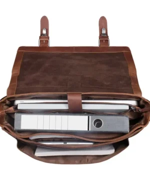 Vintage Brown Leather Briefcase-Style Business Bag book