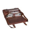 Vintage Brown Leather Briefcase-Style Business Bag open book