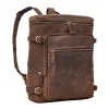 Vintage Brown Leather Business Laptop Backpack with dedicated laptop compartment and multiple pockets.