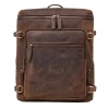 Vintage Brown Leather Business Laptop Backpack front