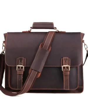 Vintage Vibes Leather Edge Messenger Bag with spacious interior and adjustable strap.