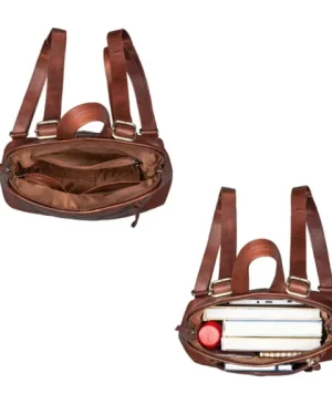 Women Vintage Genuine Leather Backpack detail