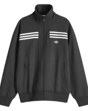 Black Adidas Track Beckenbauer Jacket featuring classic 3-stripe design and retro silhouette.