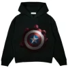 Brave New World 2025 Captain America Black Pullover Hoodie with shield emblem and cinematic design.