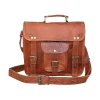 Genuine Leather Messenger Bag with classic flap-over design and adjustable strap.