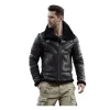 Men’s Black Shearling Leather Jacket – Winter Fur Lined Aviator Bomber Coat style