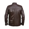 Men's Dark Brown Leather – Casual Slim Fit Biker Style back