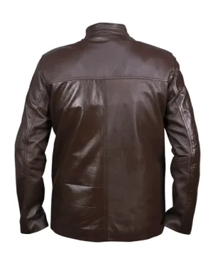 Men's Dark Brown Leather – Casual Slim Fit Biker Style back
