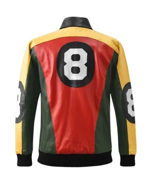 Men’s David Puddy 8 Ball Leather Jacket – Color Block back