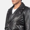 Men’s Black Biker Leather Jacket – Classic Zip-Up Moto Style with Slim Fit Design (3)